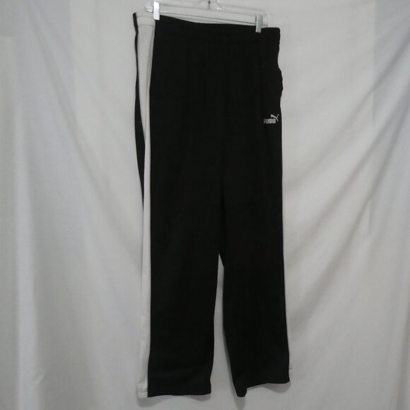 PUMA | large | Black Exercise Pants | Side White and Silver Stripes | Pockets - Picture 1 of 16